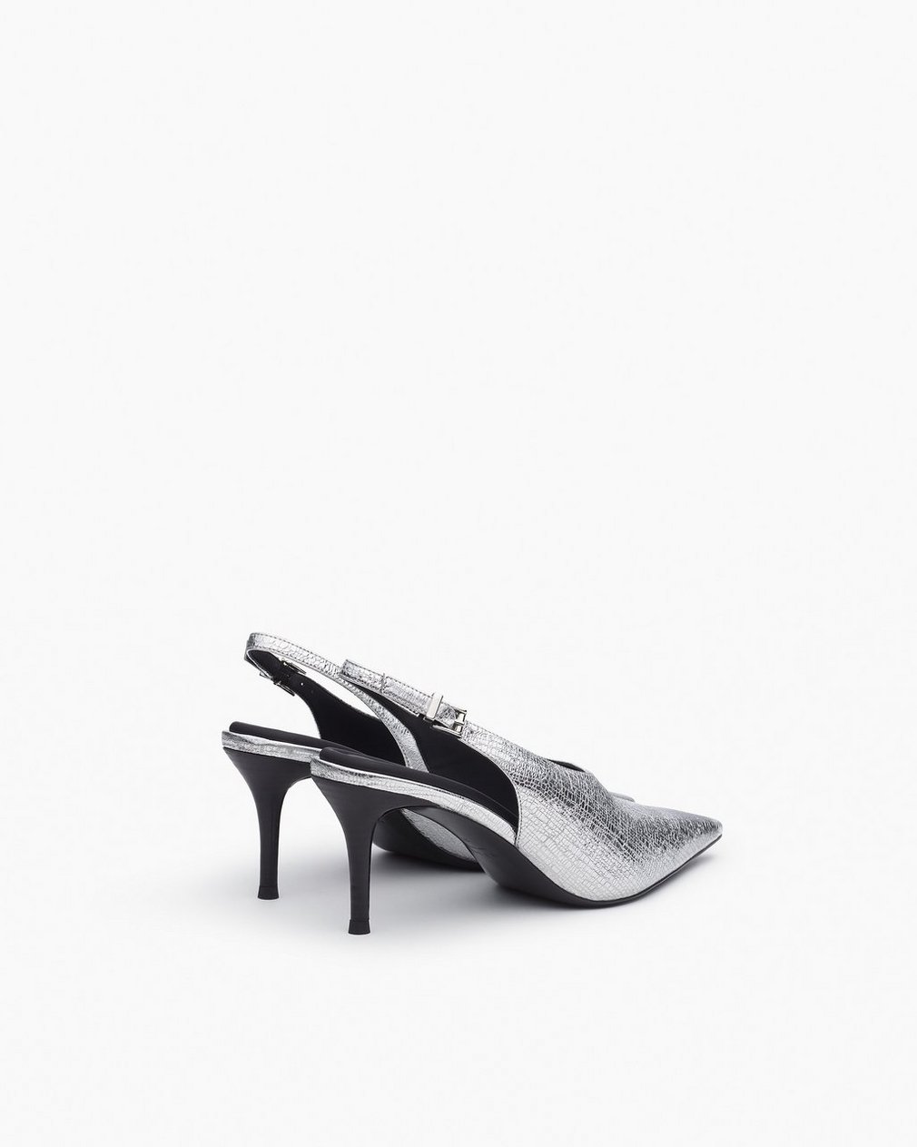 Mercer Leather Slingbacks Silver - Image 4