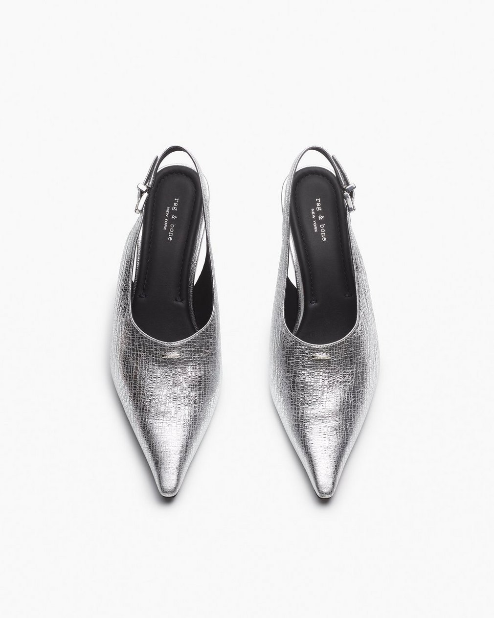 Mercer Leather Slingbacks Silver - Image 5