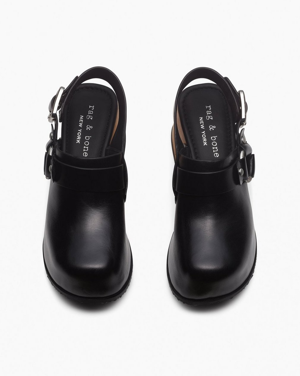 Farrah Leather Harness Clogs Black - Image 5