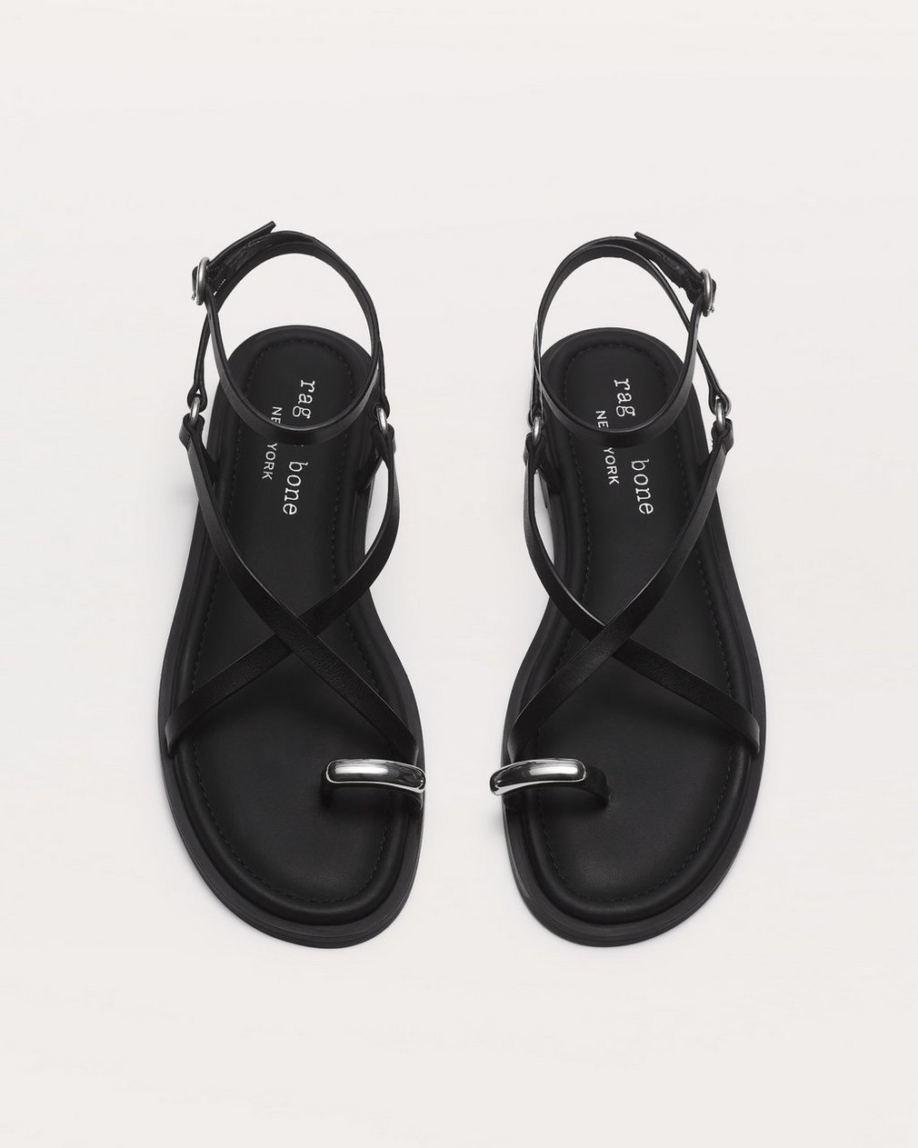 Geo Toe Ring Sandals Black - Image 5