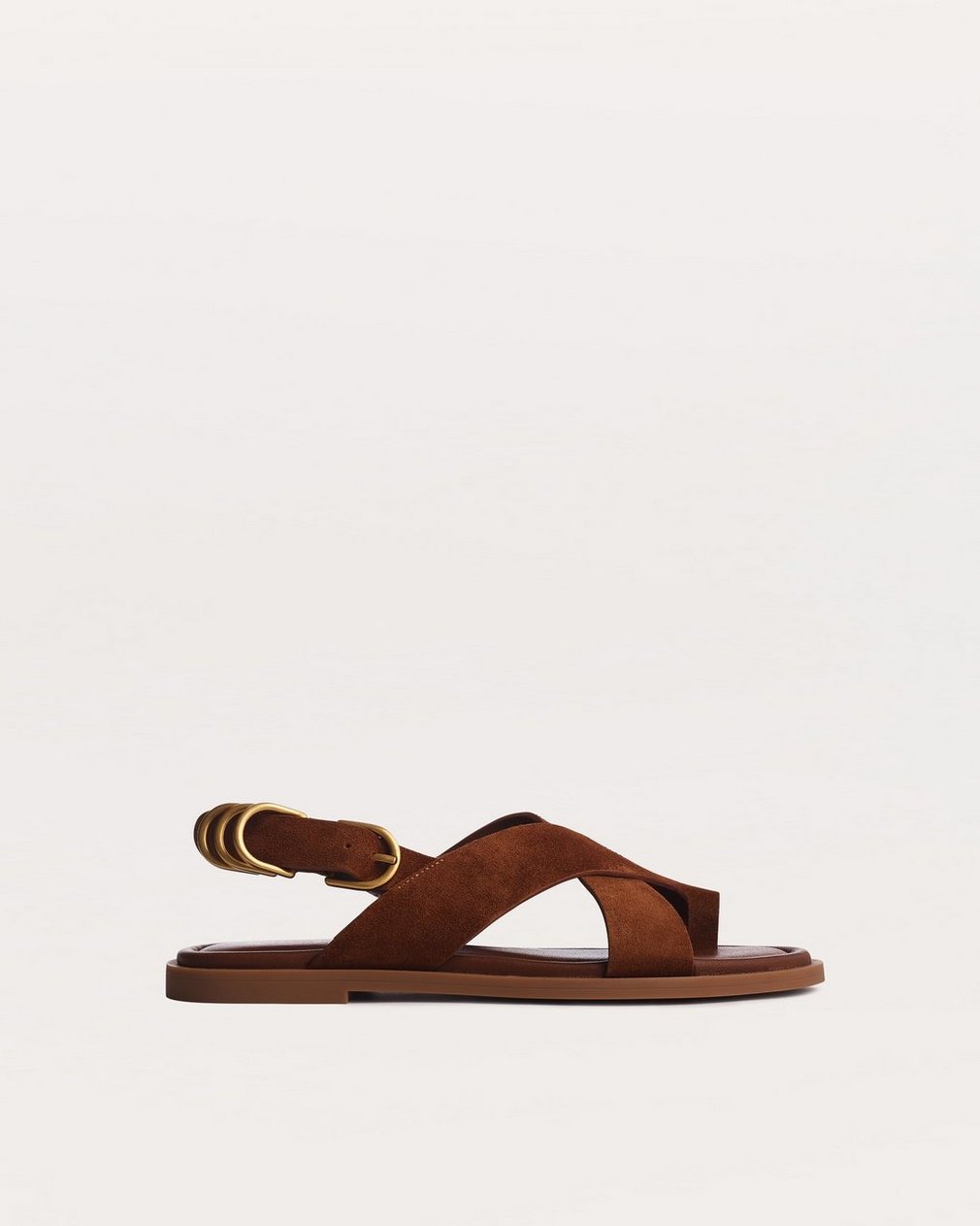 Gia Suede Crossover Sandals Umber Suede