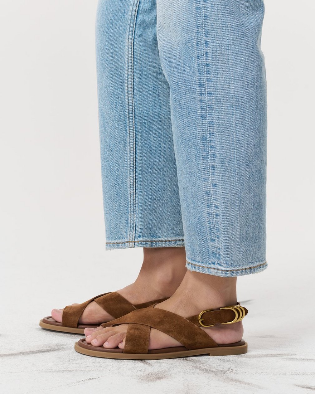 Gia Suede Crossover Sandals Umber Suede - Image 2