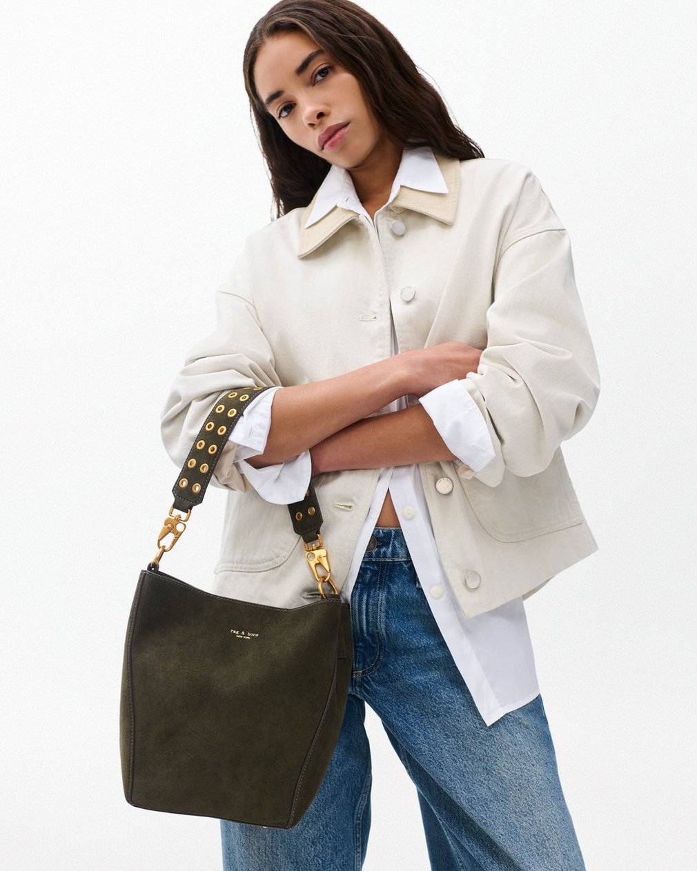 Parker Suede Bucket Bag Forest