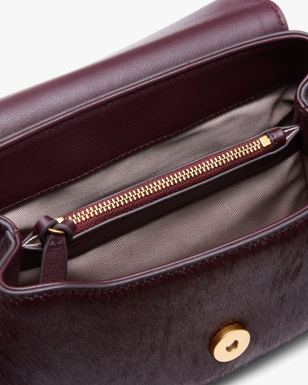 Realm Small Calf Hair Crossbody Bag Blackberry - Image 4