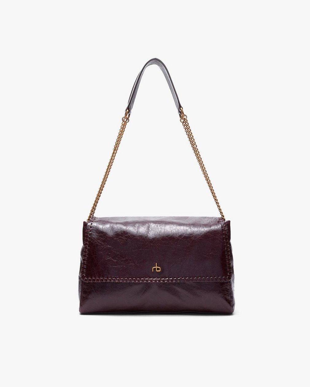 Chelsea Large Leather Flap Bag Blackberry