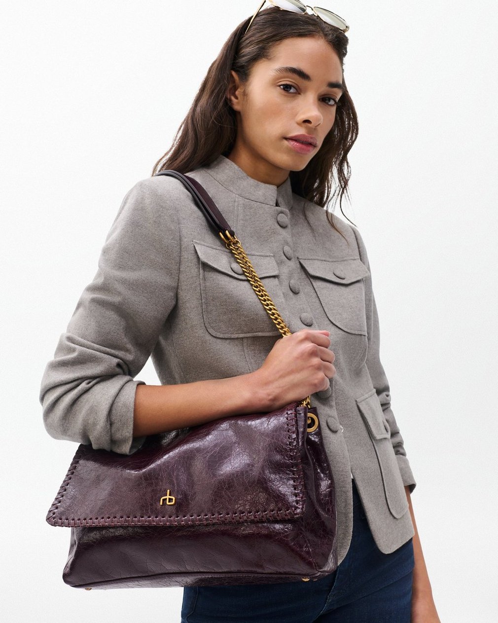 Chelsea Large Leather Flap Bag Blackberry - Image 2