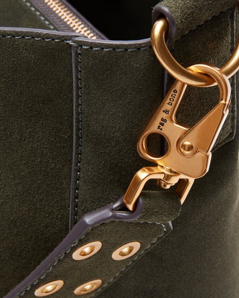 Parker Suede Bucket Bag Forest - Image 8