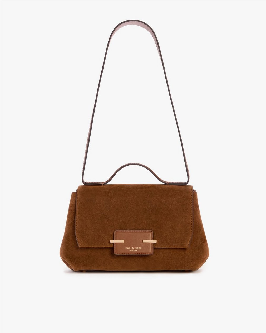Realm Suede Top Handle Bag Golden Brown