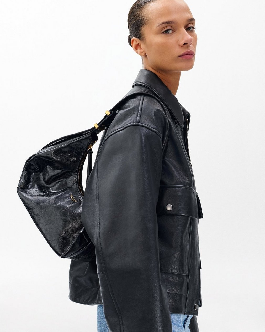 Hudson Leather Hobo Black - Image 2
