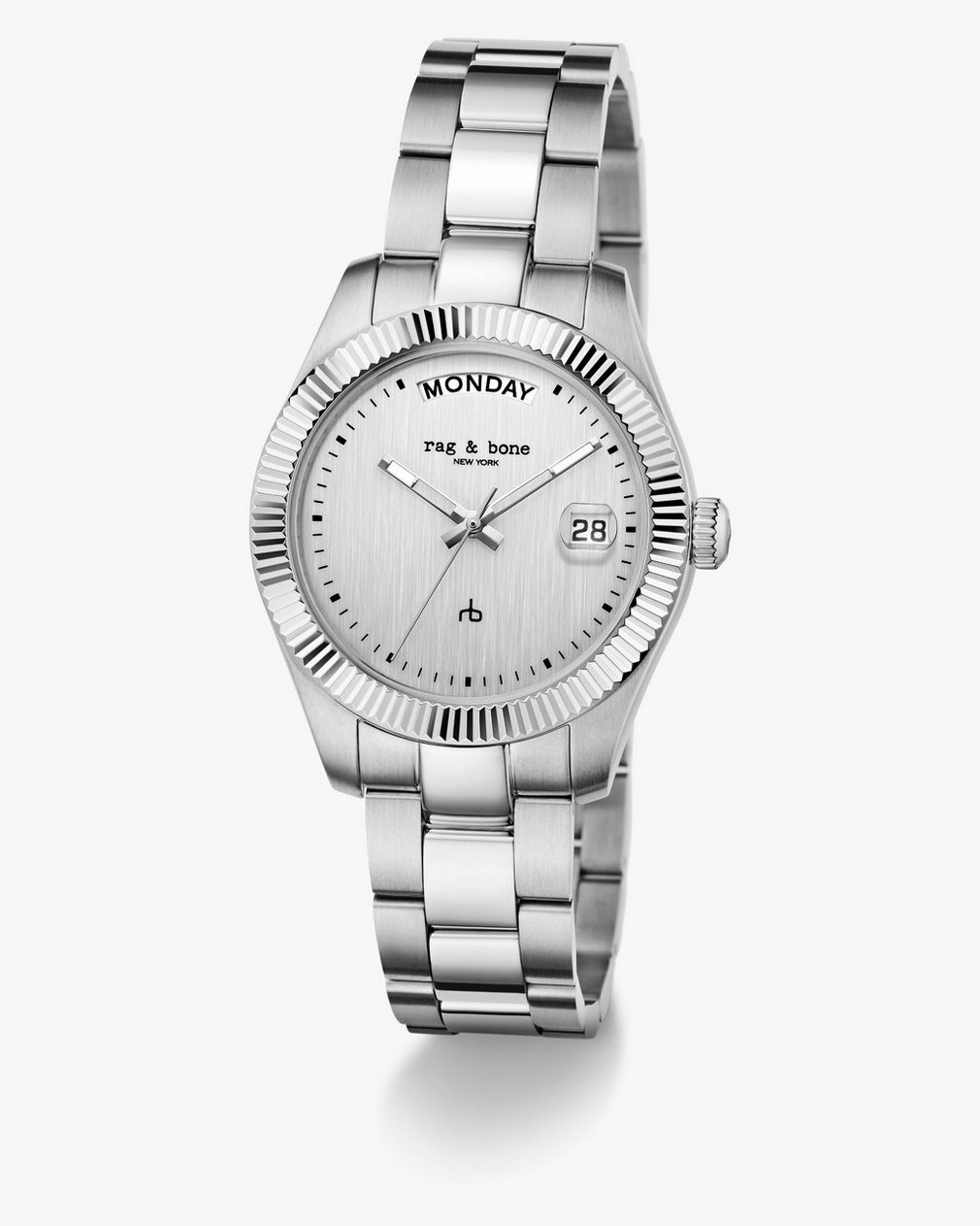 Lex Day Date Bracelet Watch, 34mm Silver - Image 3