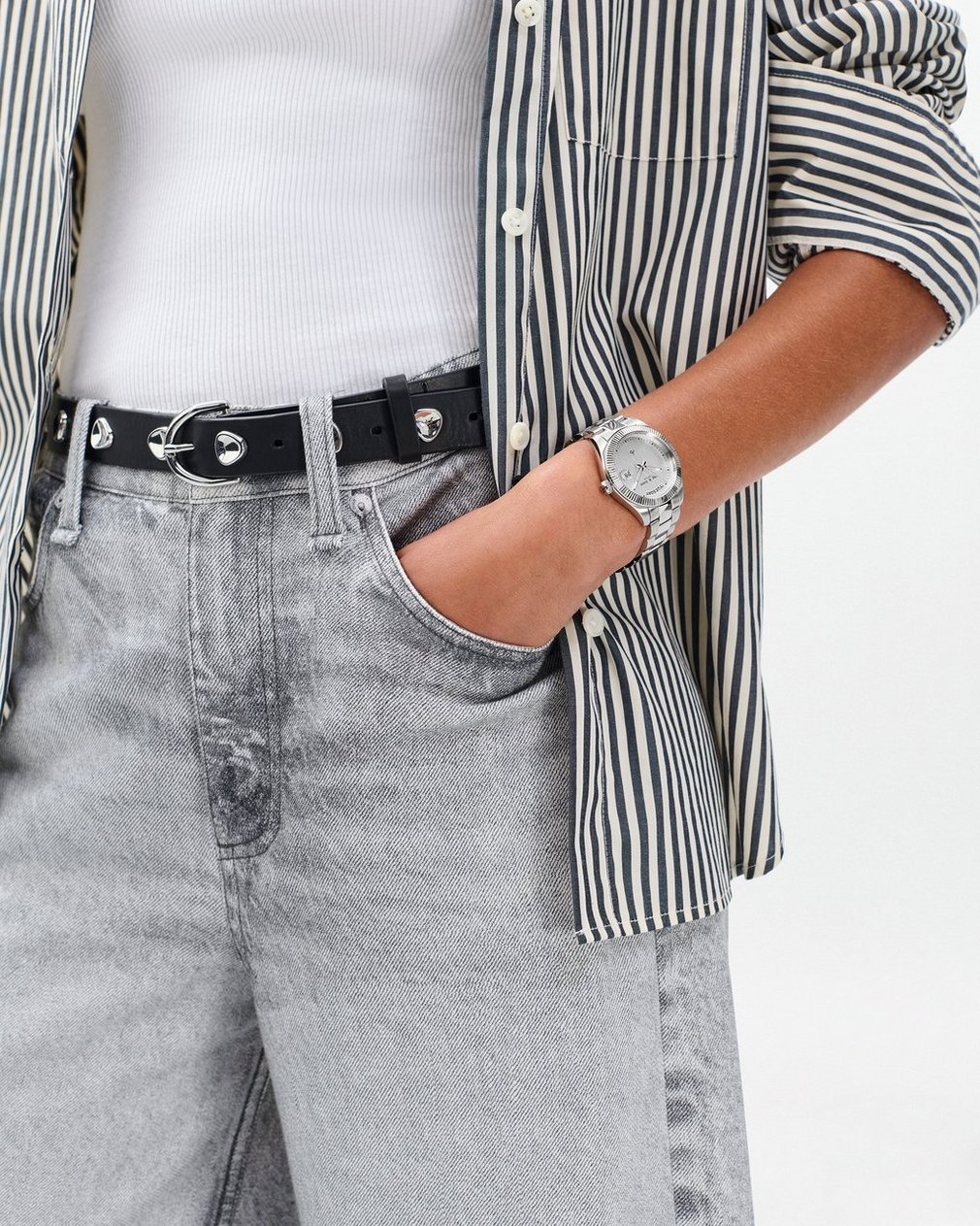 Lex Day Date Bracelet Watch, 34mm Silver - Image 7