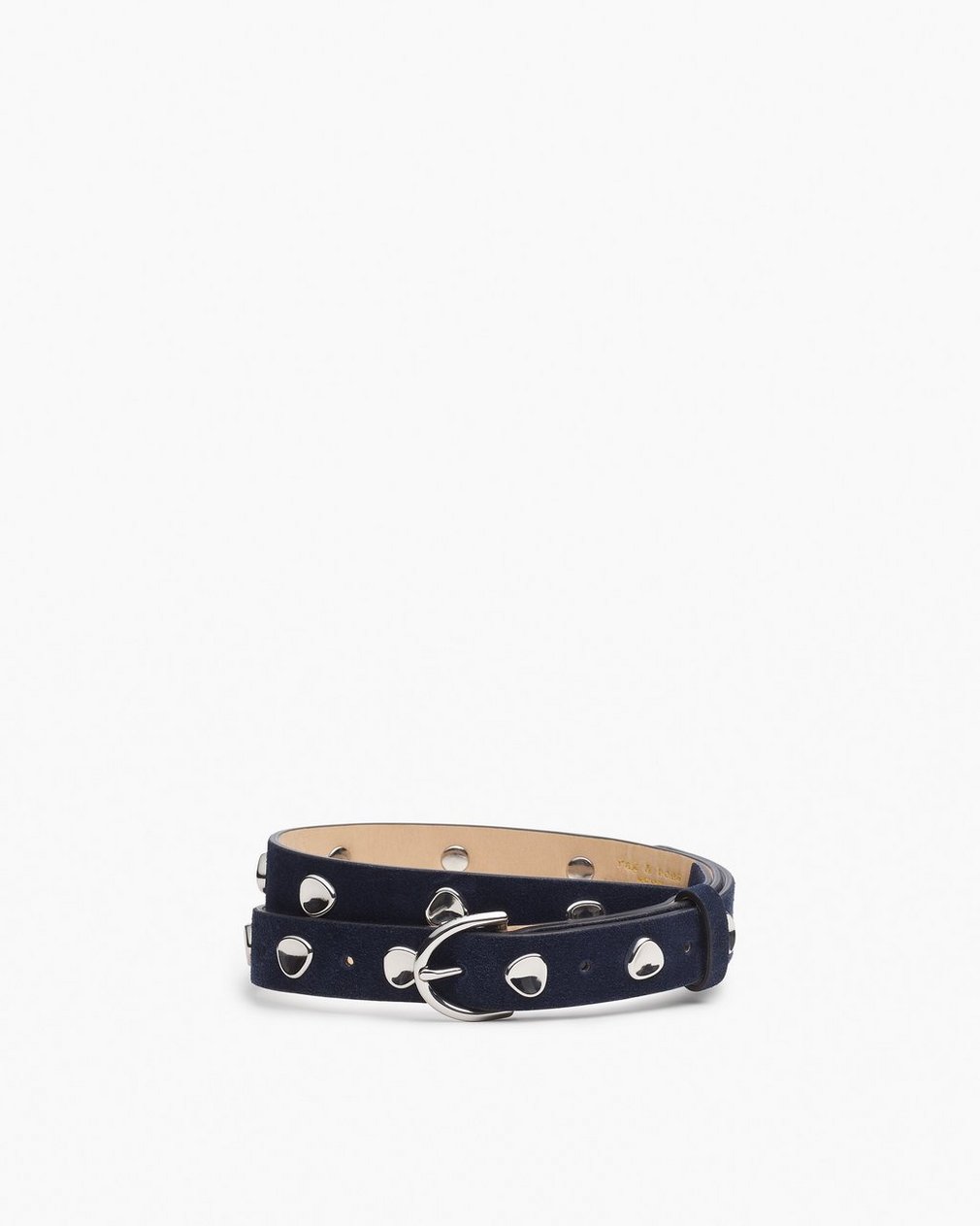 Brynn Studded Italian Suede Belt Navy Suede