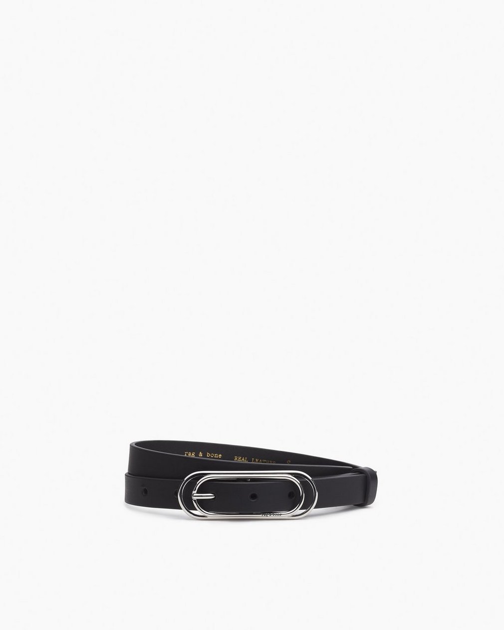 Duo Rounded Rebound Leather Belt Black