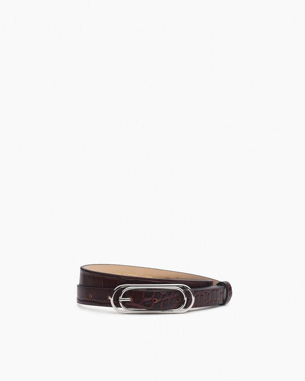 Duo Rounded Rebound Embossed Leather Belt Bordeaux Croc