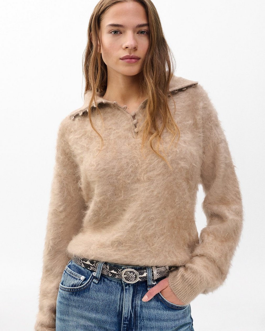Small Audrey Leather Belt White Snake - Image 2