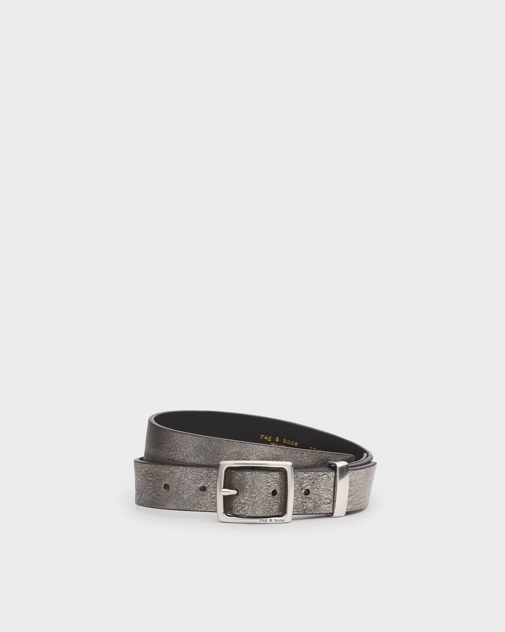 X Boyfriend Metallic Leather Belt Gunmetal