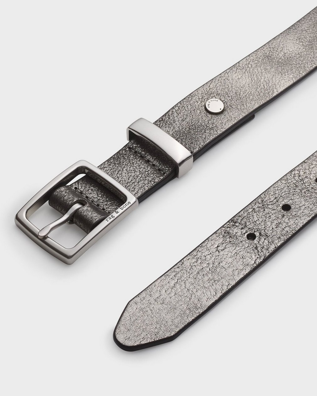 X Boyfriend Metallic Leather Belt Gunmetal - Image 2