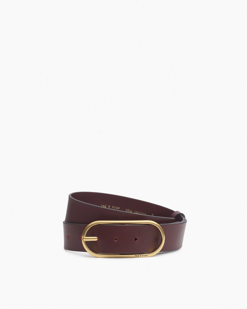 Rounded Rebound Leather Belt Bordeaux
