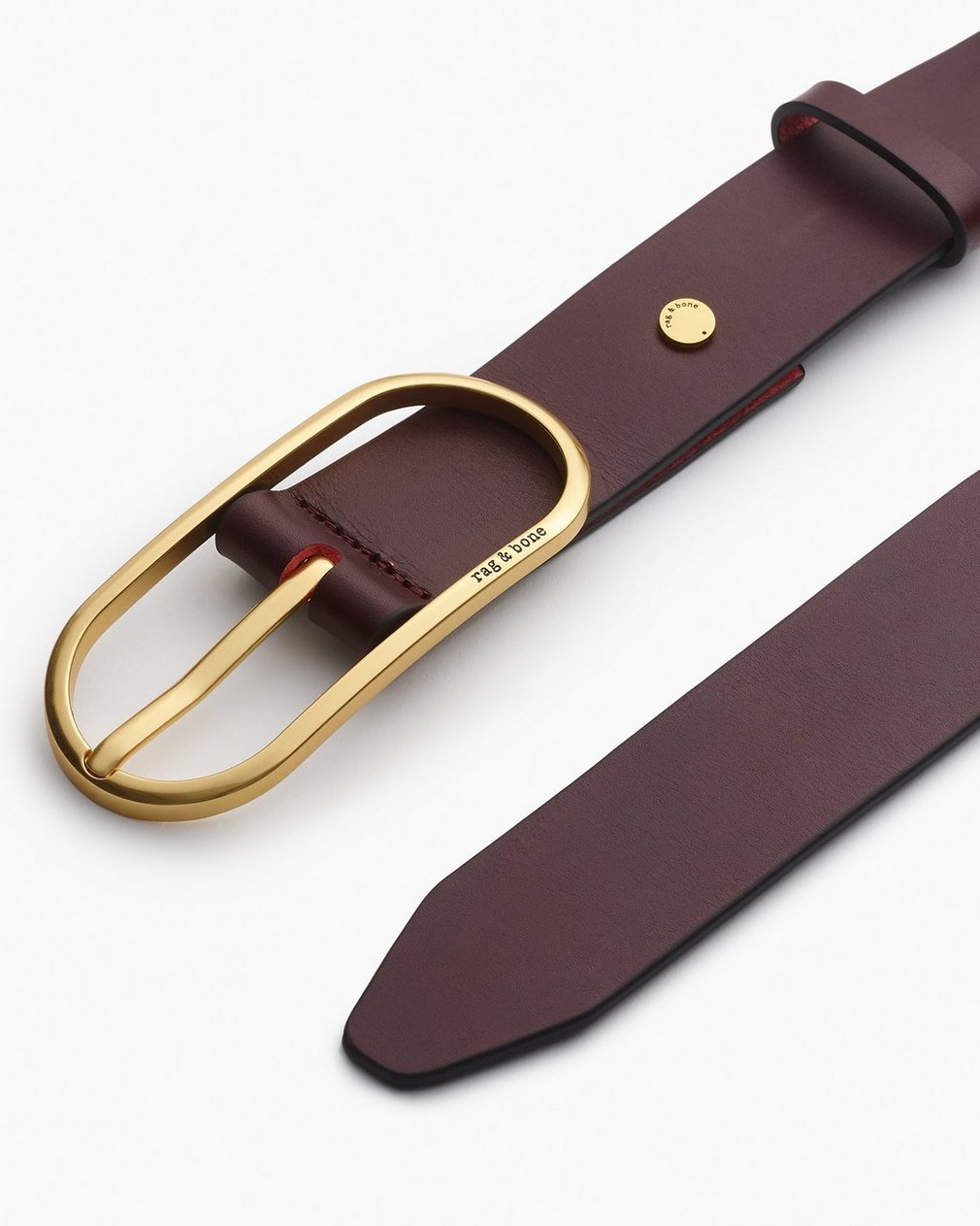 Rounded Rebound Leather Belt Bordeaux - Image 3