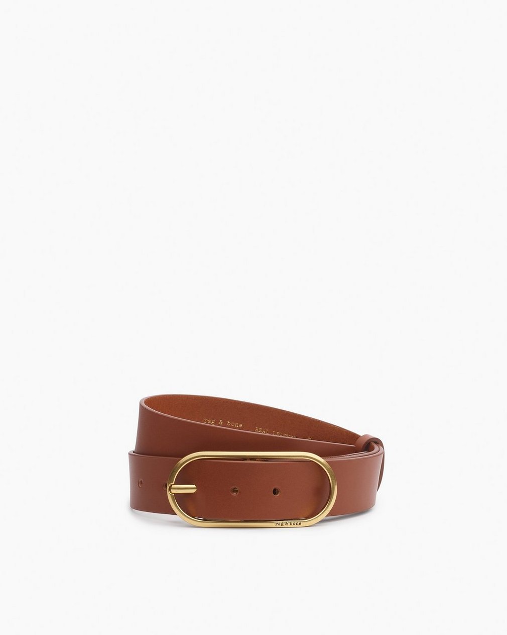 Rounded Rebound Leather Belt Whiskey