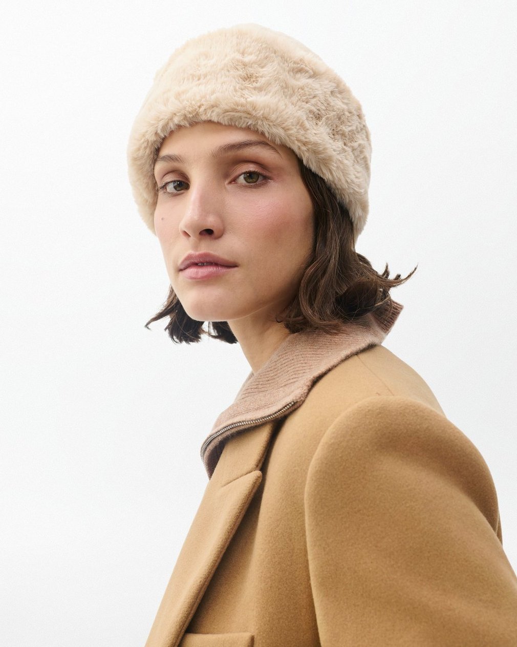 Kennedy Faux Fur Hat Taupe - Image 2