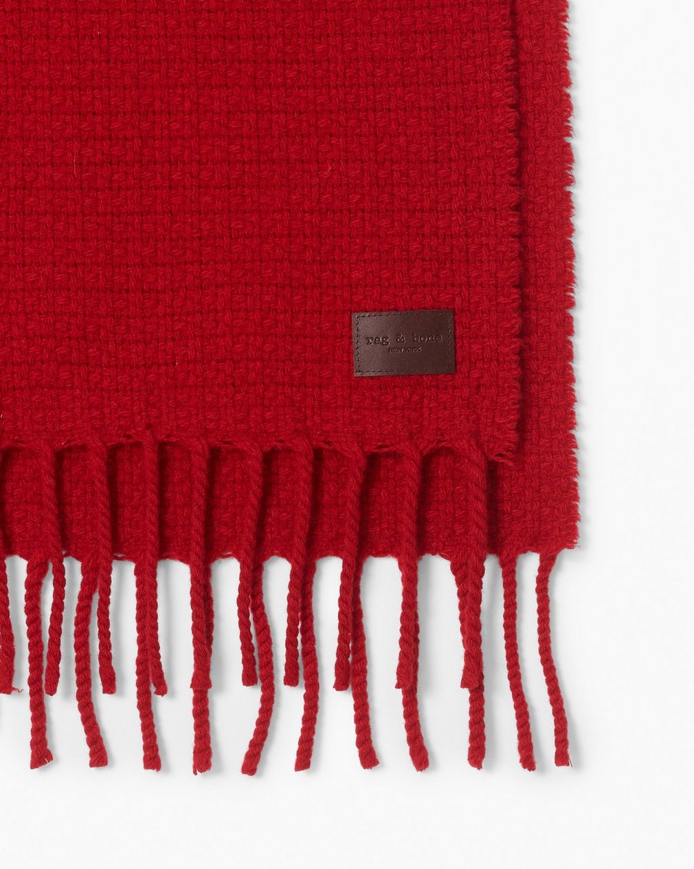 Mila Textured Italian Cashmere Scarf Fiery Red - Image 3