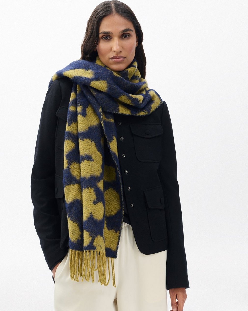 Piper Leopard-Print Scarf Lime Multi