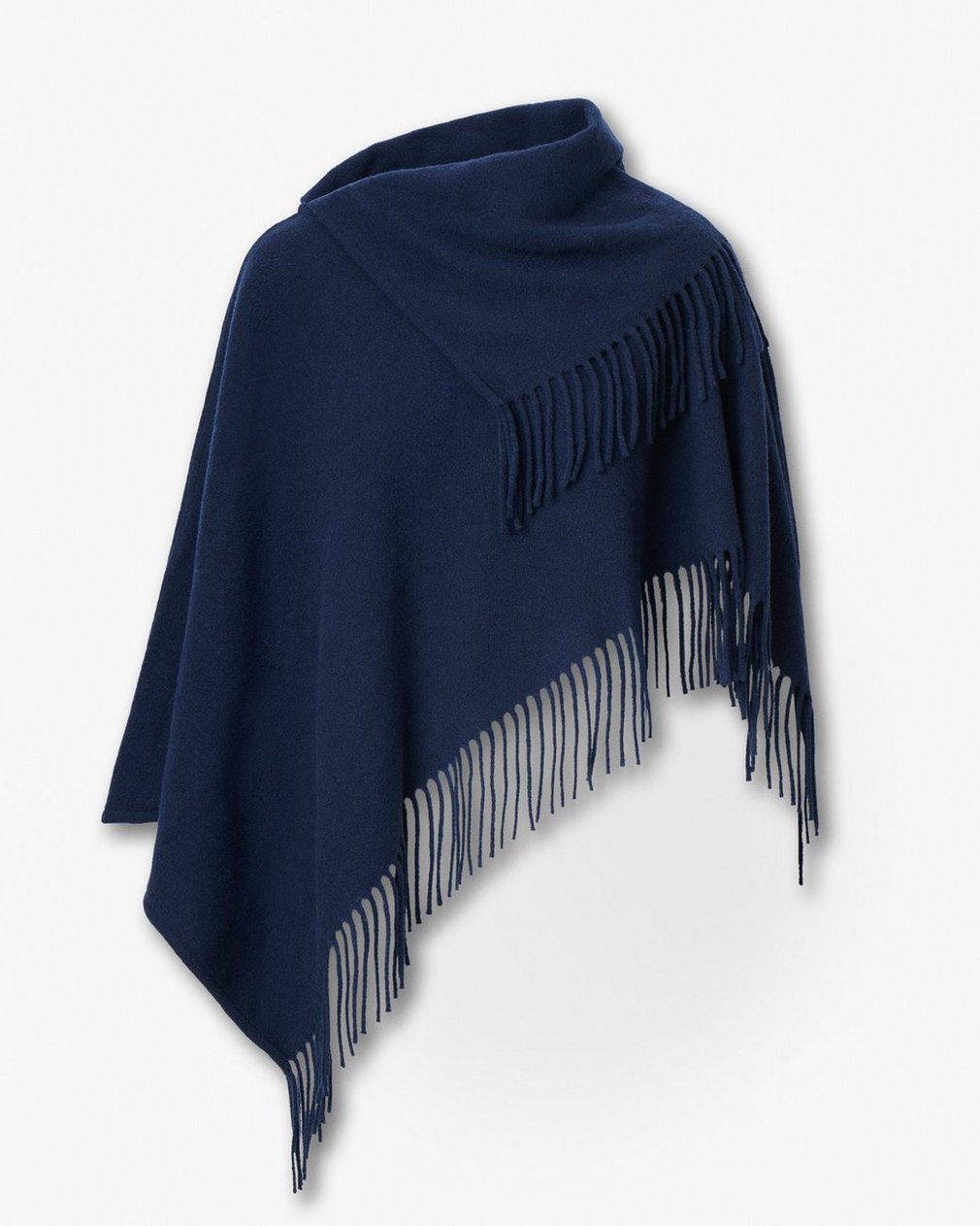 Darcey Italian Wool Cowl Poncho Navy - Image 2
