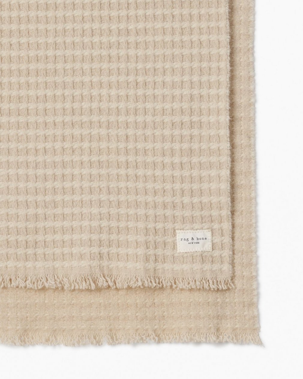 Joni Waffle-Knit Wool Scarf Oatmeal - Image 2