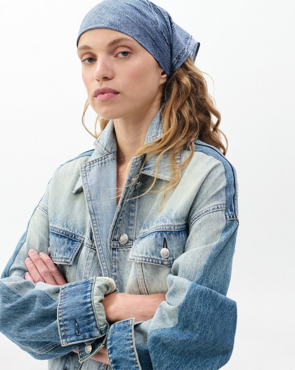 Miramar Silk Scarf Light Wash Denim - Image 2