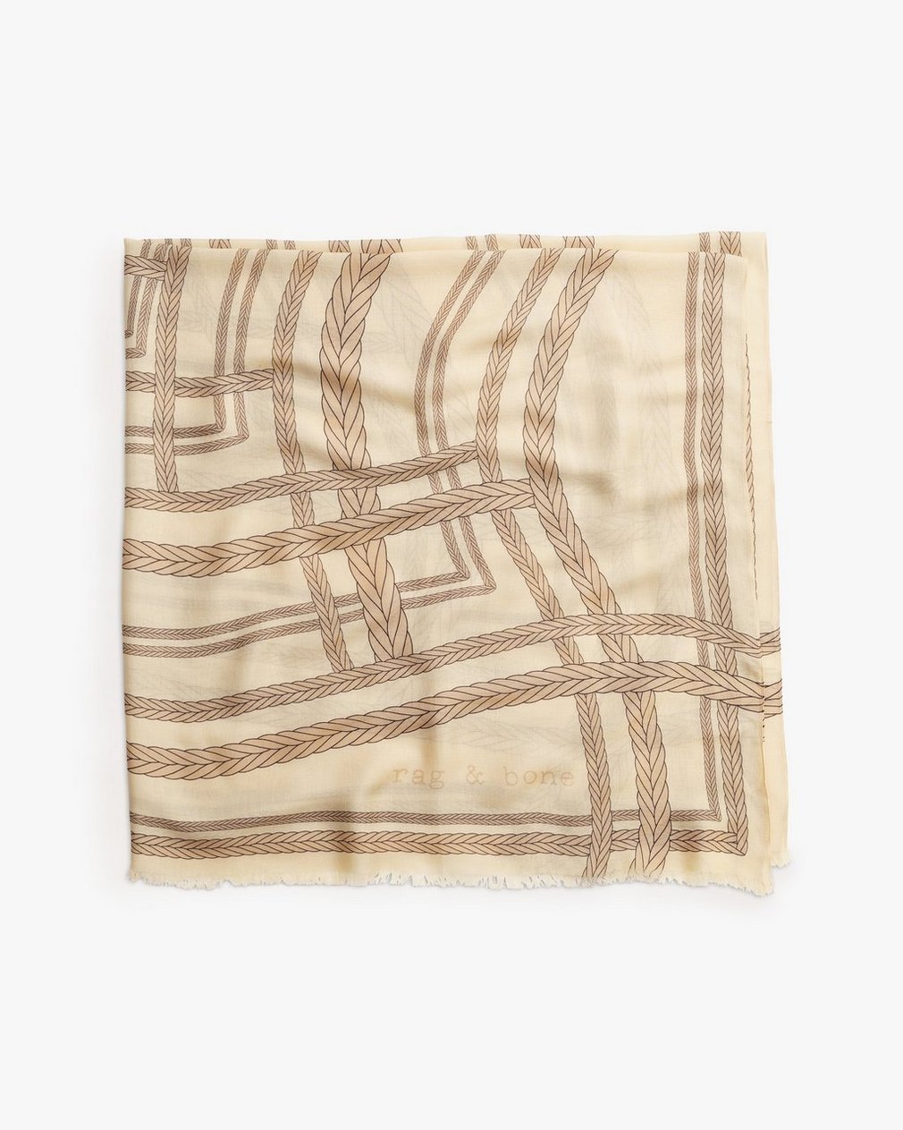 Braid-Print Modal-Cashmere Scarf Greige