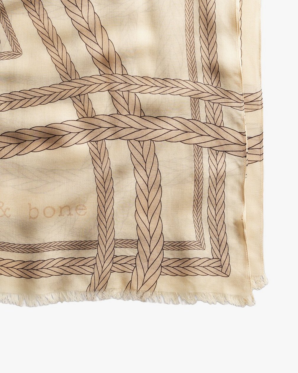 Braid-Print Modal-Cashmere Scarf Greige - Image 2