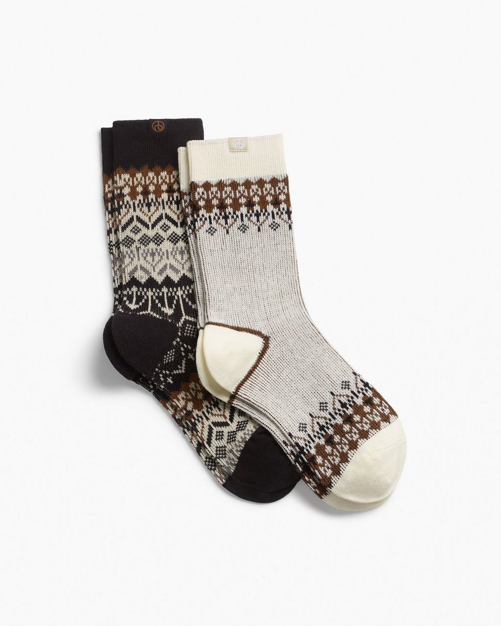 Two-Pack Fair Isle Socks Black Ivory