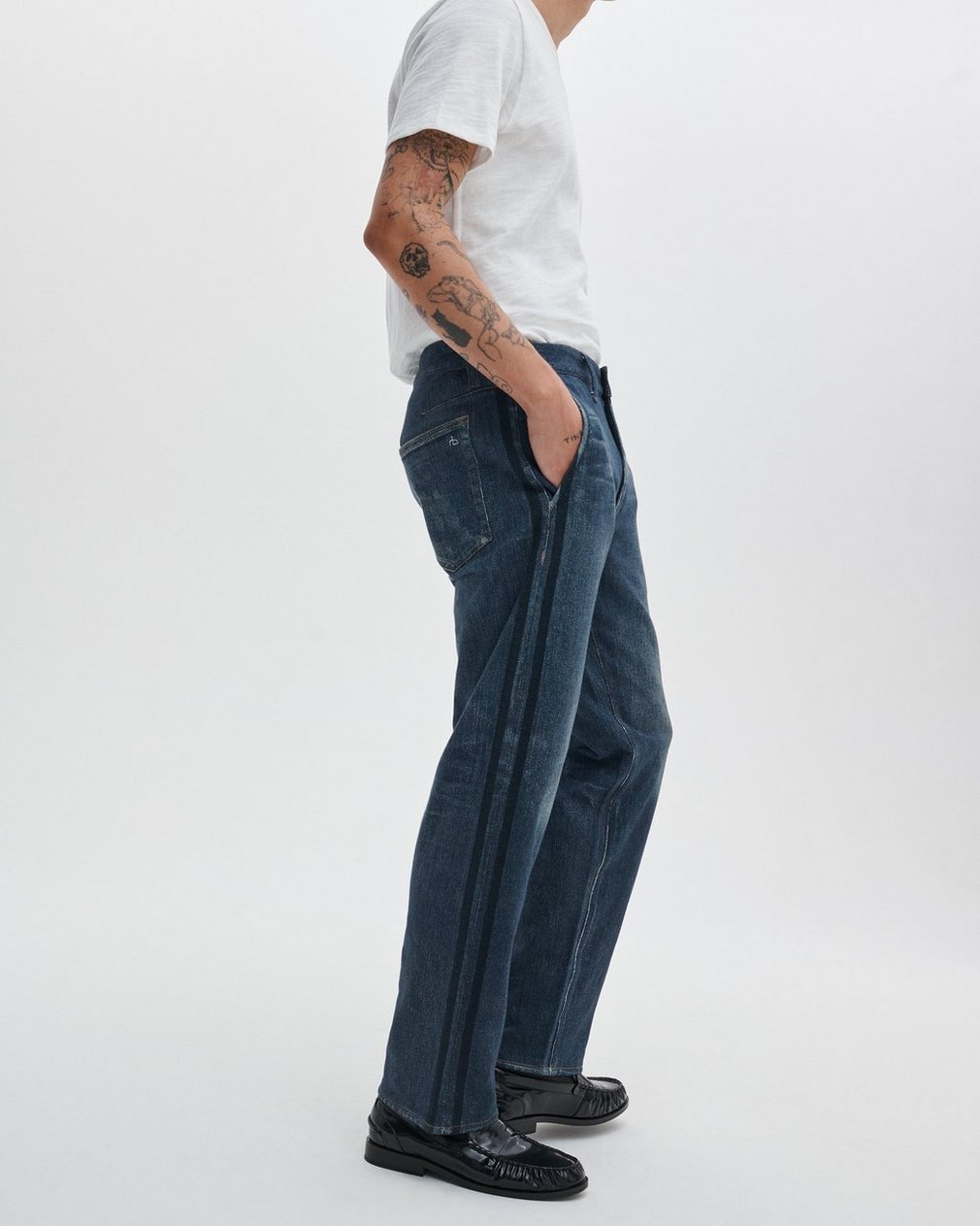 Miramar Fit 4 Track Pants Empire with Indigo Stripe - Image 3