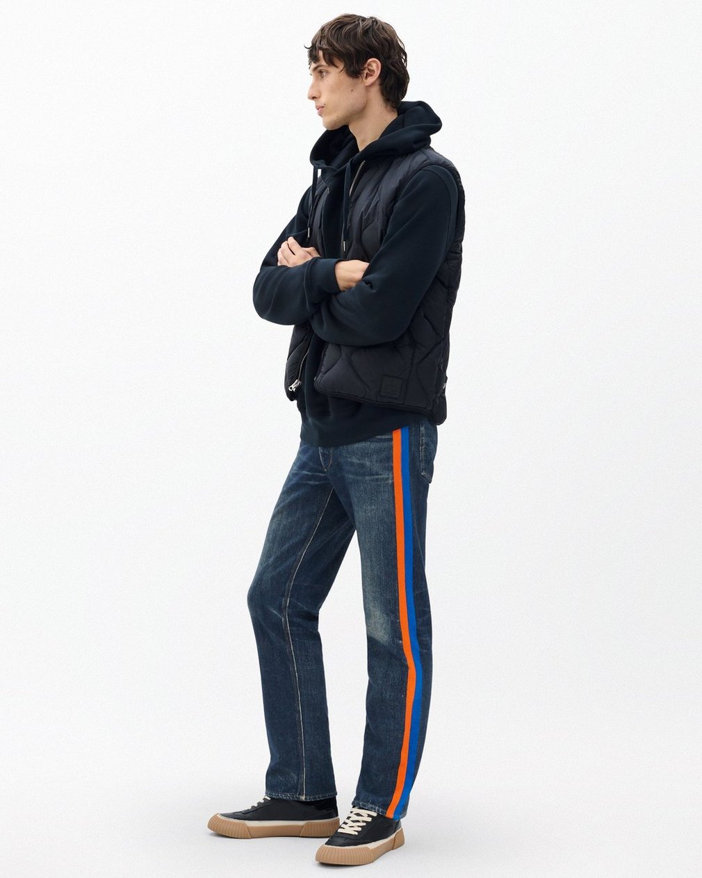 Miramar Fit 4 Sport Stripe Track Pants Empire with Orange and Blue Stripe