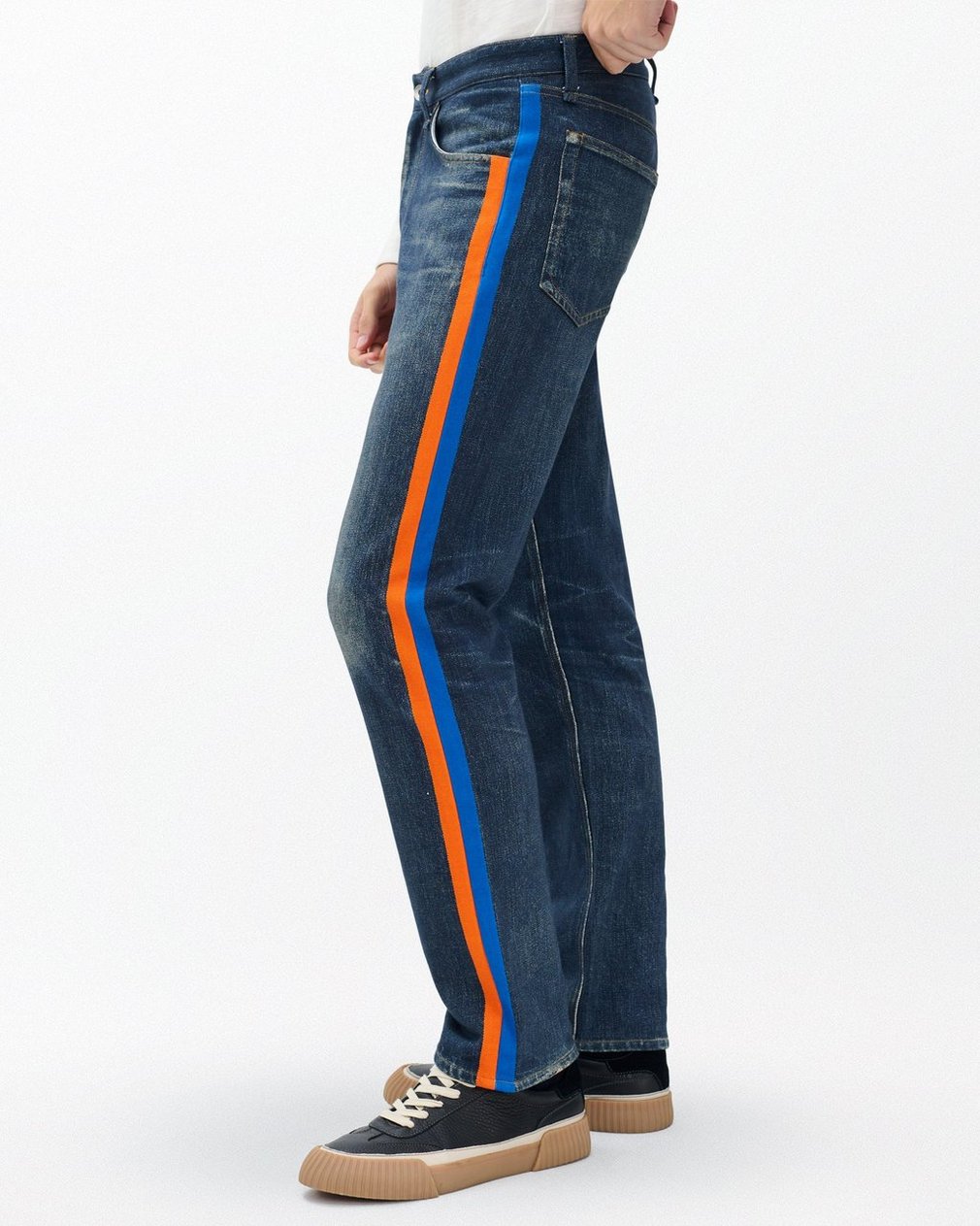 Miramar Fit 4 Sport Stripe Track Pants Empire with Orange and Blue Stripe - Image 4