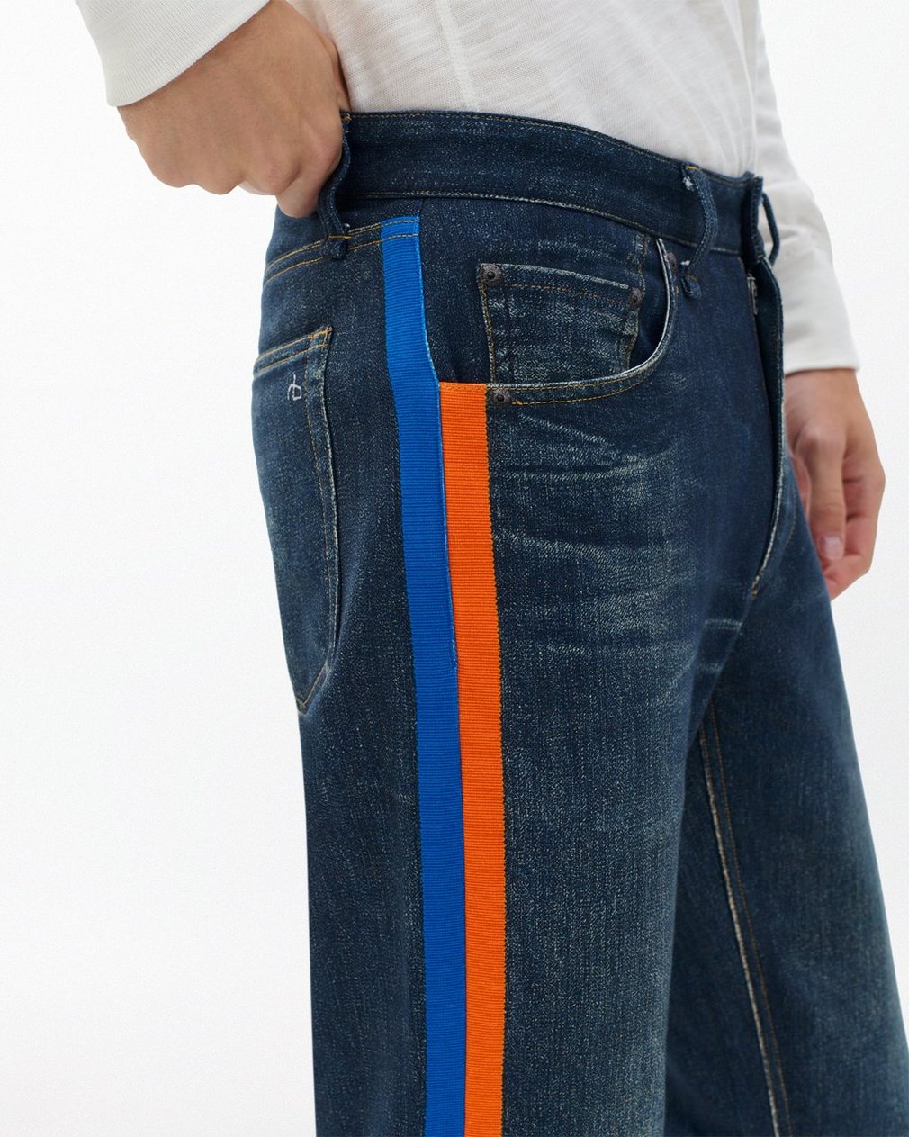Miramar Fit 4 Sport Stripe Track Pants Empire with Orange and Blue Stripe - Image 5