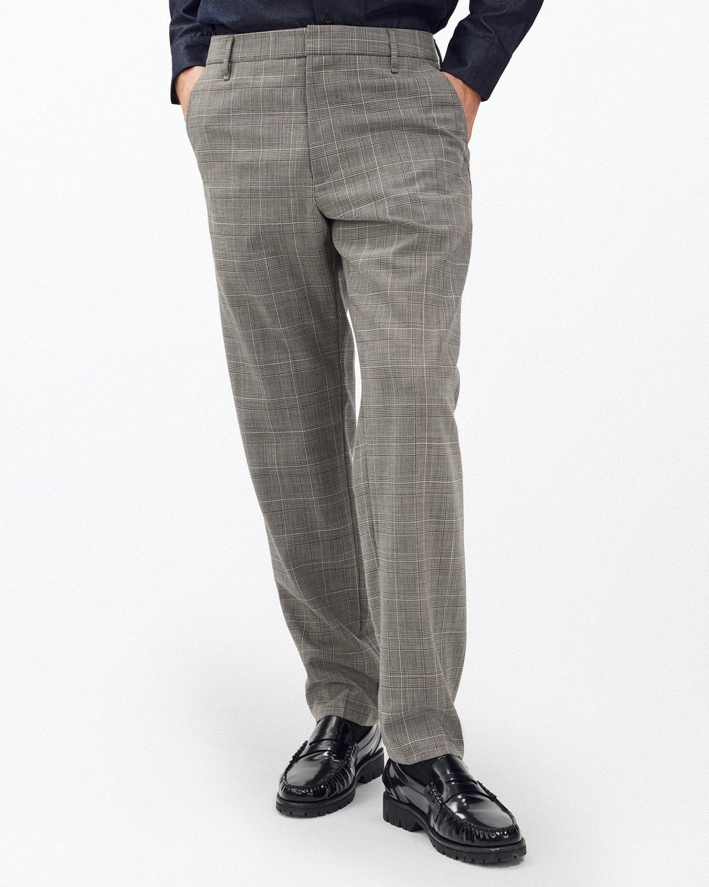 Evan Italian Plaid Wool Trousers Grey Check - Image 4