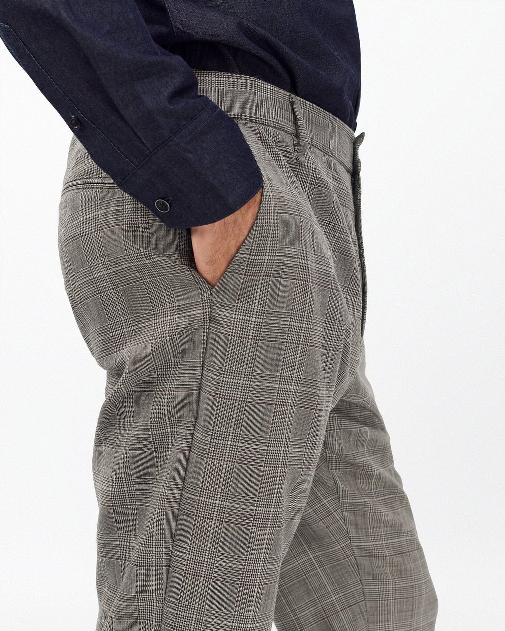 Evan Italian Plaid Wool Trousers Grey Check - Image 5