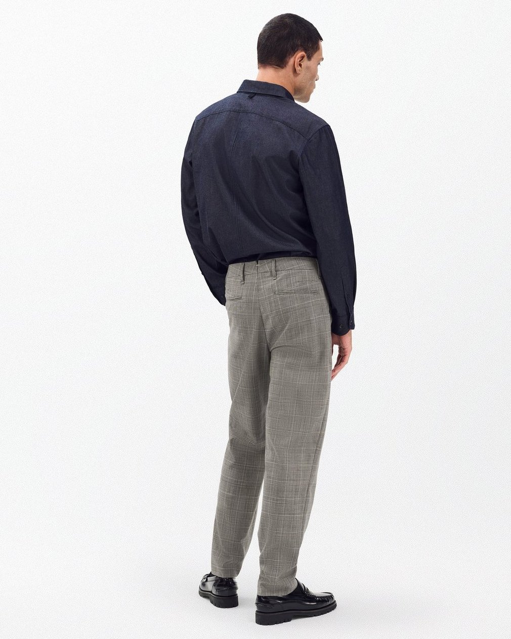 Evan Italian Plaid Wool Trousers Grey Check - Image 6