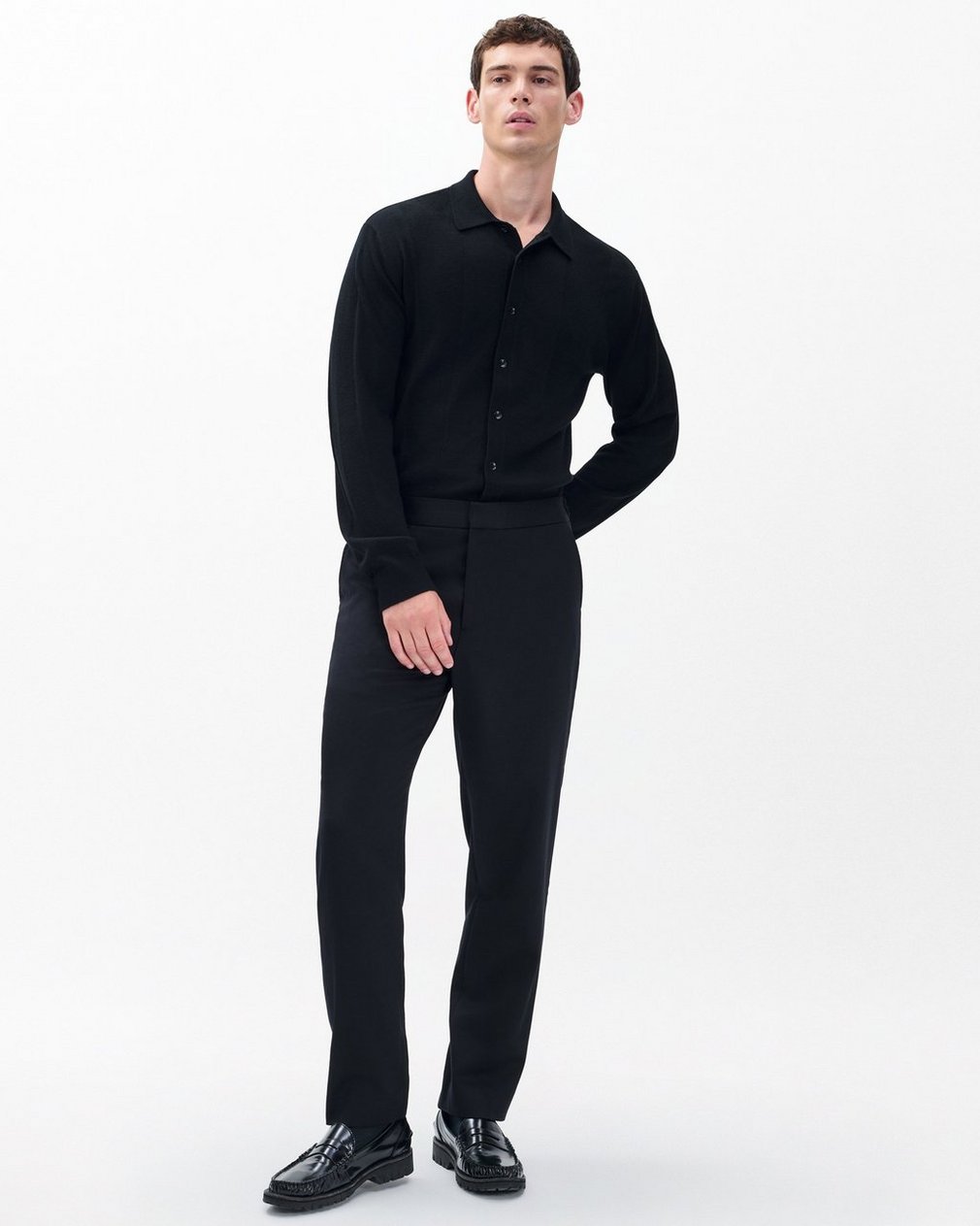 Evan British Wool Tuxedo Trousers Black - Image 3