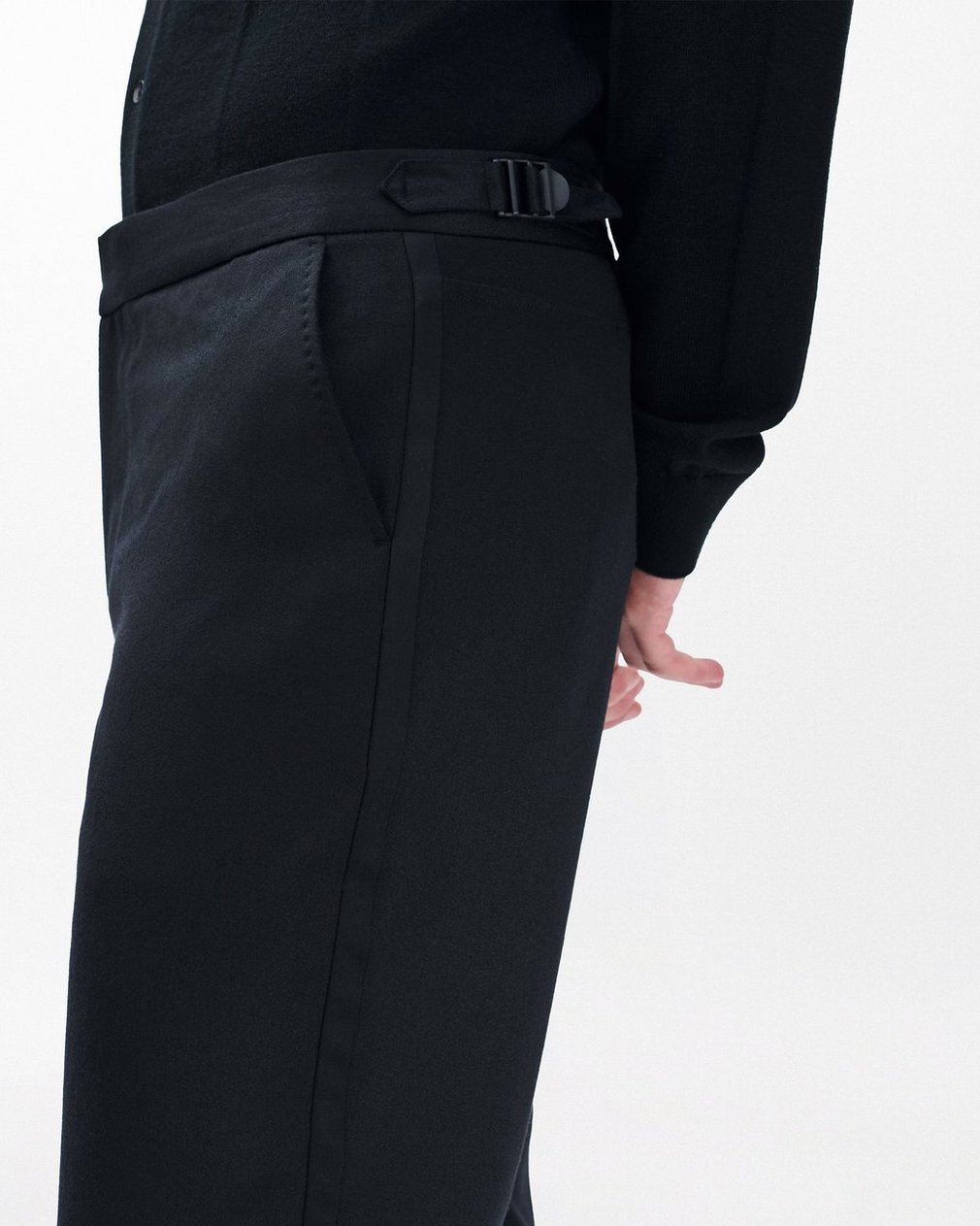 Evan British Wool Tuxedo Trousers Black - Image 5