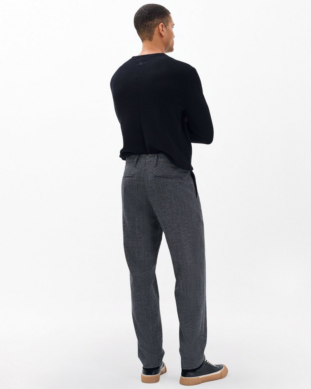 Evan Pleated Italian Houndstooth Trousers Black/Grey - Image 6