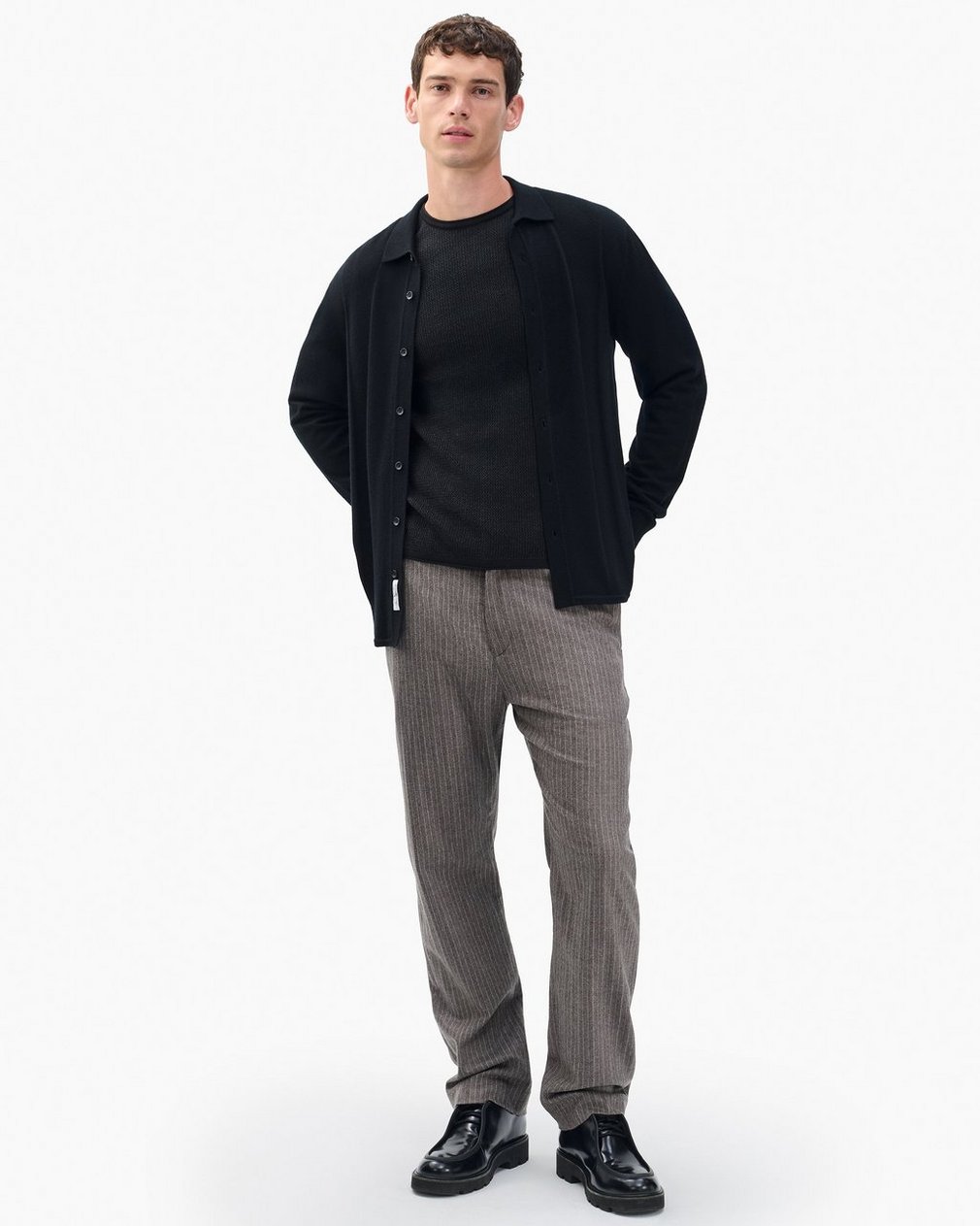 Evan Italian Flannel Trousers Mink Stripe