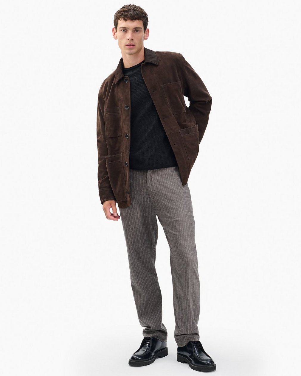 Evan Italian Flannel Trousers Mink Stripe - Image 2