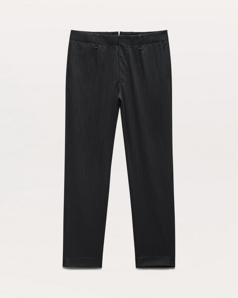 Lennox Pinstripe Italian Wool-Blend Trousers Black - Image 2