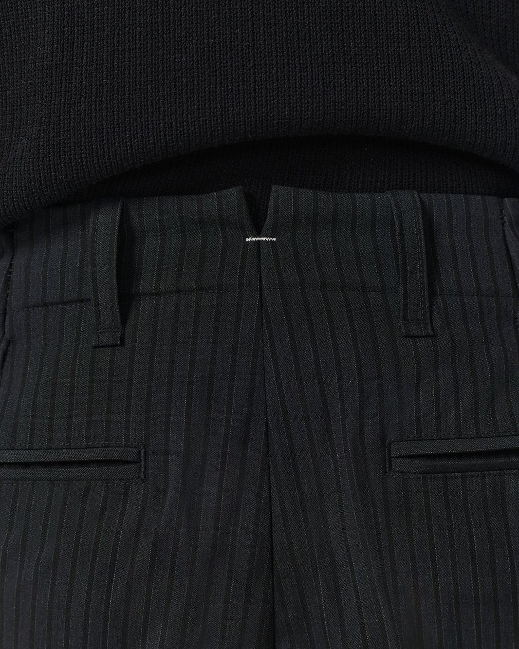 Lennox Pinstripe Italian Wool-Blend Trousers Black - Image 6