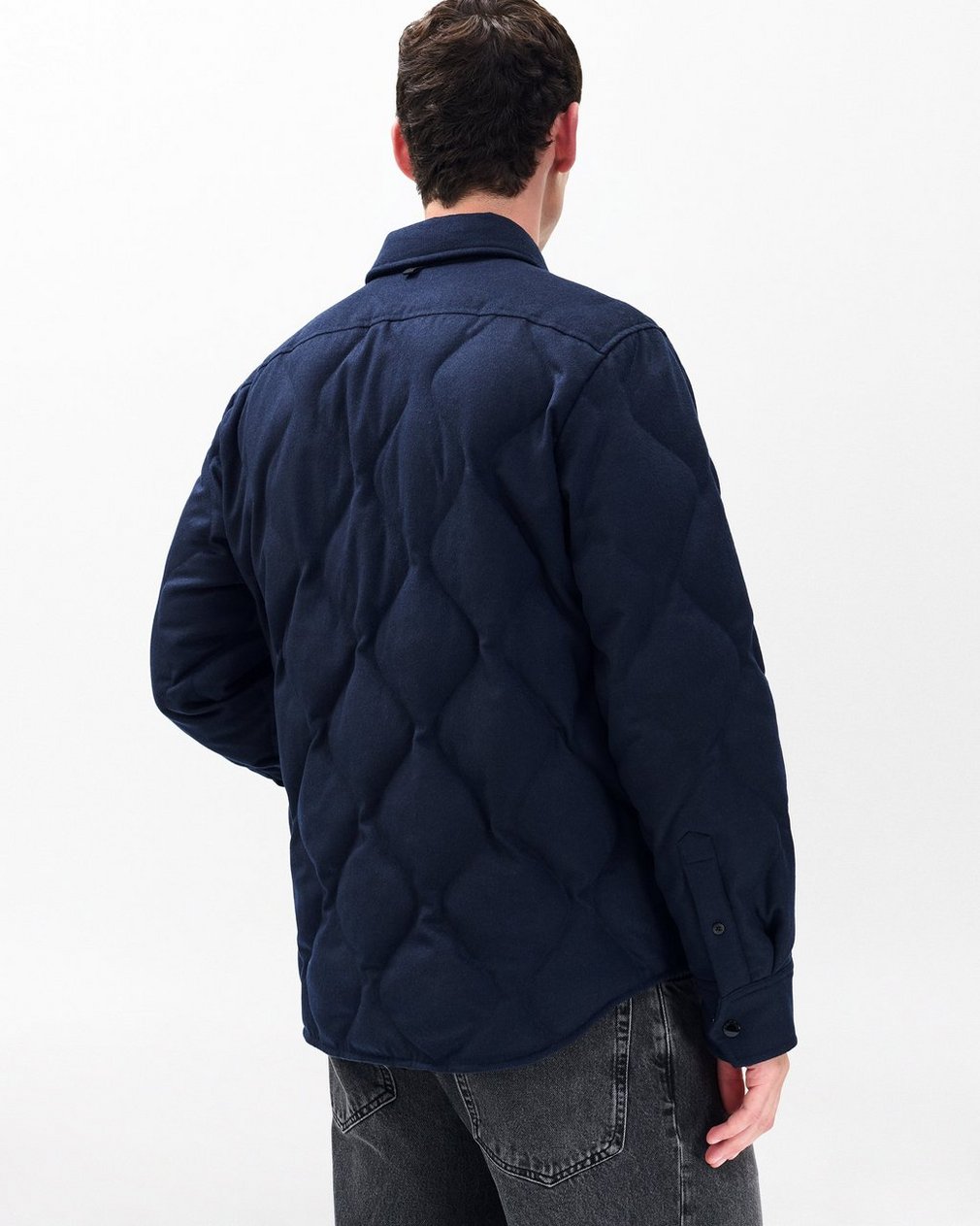 Dane Wool-Cashmere Quilted Shirt Jacket Navy - Image 6