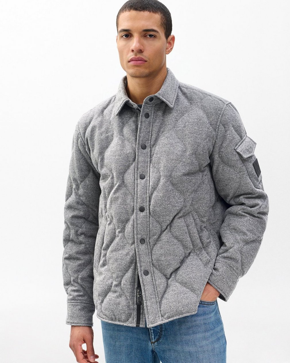 Dane Wool-Cashmere Quilted Shirt Jacket Heather Grey - Image 4