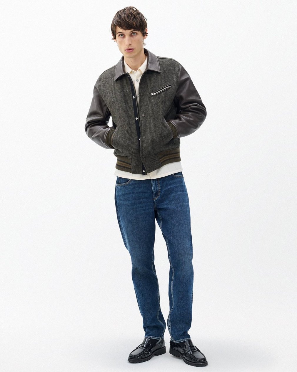 Jeremy British Wool Varsity Jacket Brown - Image 3